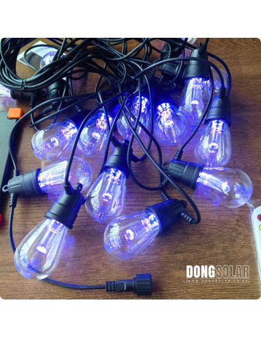 Solar String Lights 15m, 15 S14 Bulbs RGBW