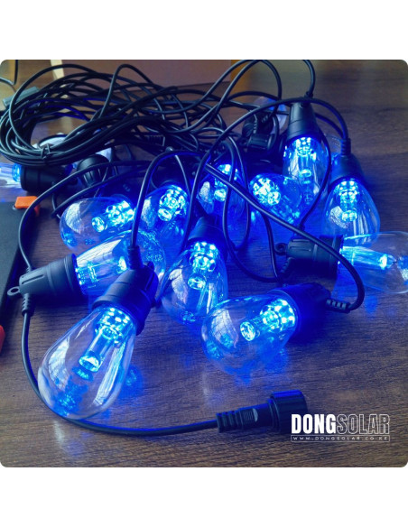 Solar String Lights 15m, 15 S14 Bulbs RGBW