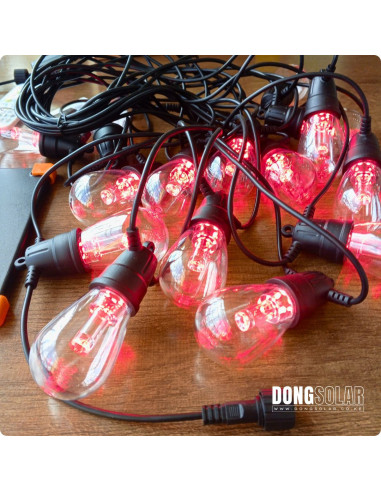 Solar String Lights 15m, 15 S14 Bulbs RGBW