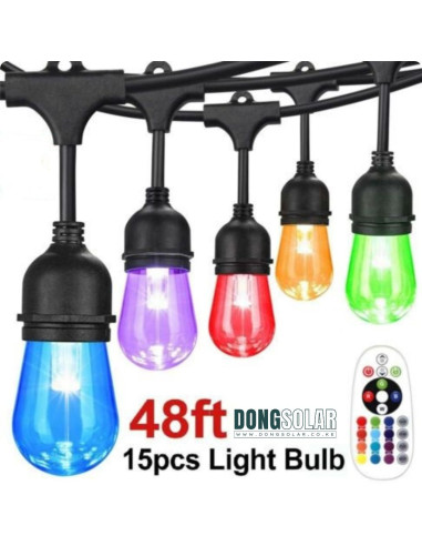 S14 RGBW Solar String Lights 15m 15Bulb