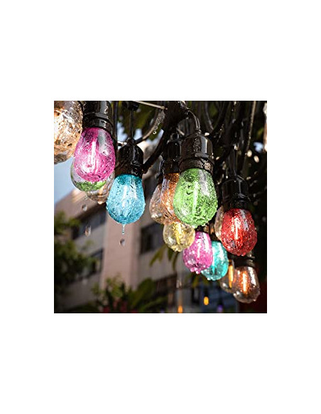 Solar String Lights 15m – 15 RGBW S14 Bulbs Outdoor Garden Lighting