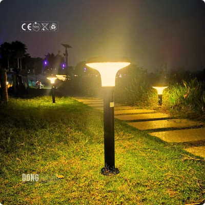 Solar Bollard 70cm Lawn Garden Light Warm White Bollard