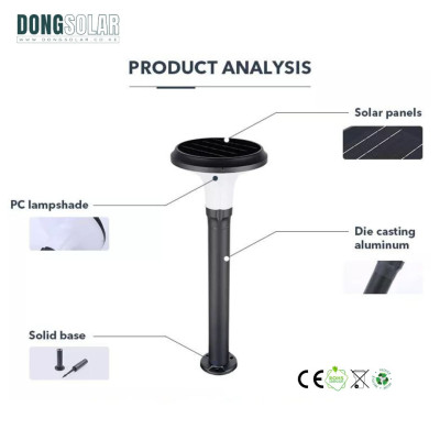 Solar Bollard 70cm Lawn Garden Light Warm White Bollard