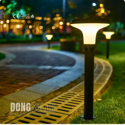 Solar Bollard 70cm Lawn Garden Light Warm White Bollard