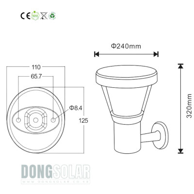 15W Solar Wall Light Warm White DS2106