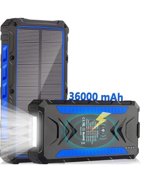 36000mAh Qi Solar Powerbank BLUE