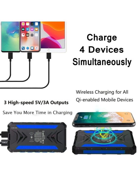 36000mAh Qi Solar Powerbank BLUE