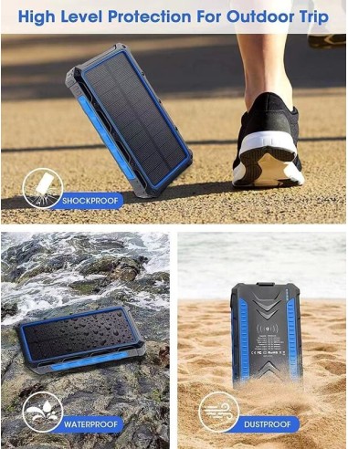 36000mAh Qi Solar Powerbank BLUE