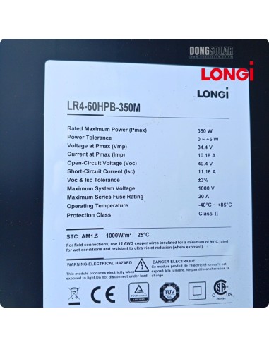 LONGi 350W Hi-MO 4 Mono Perc Solar Panel | All-Black High Efficiency  LR4-60HPB-350M