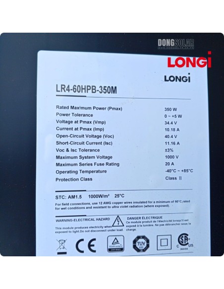 LONGi 350W Hi-MO 4 Mono Perc Solar Panel | All-Black High Efficiency  LR4-60HPB-350M