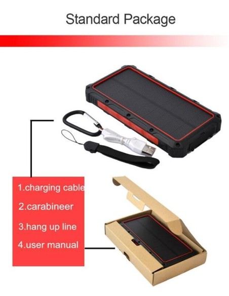 36000mAh Qi Solar Powerbank RED