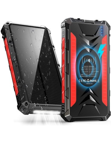 36000mAh Qi Solar Powerbank RED