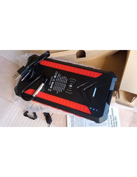 36000mAh Qi Solar Powerbank RED