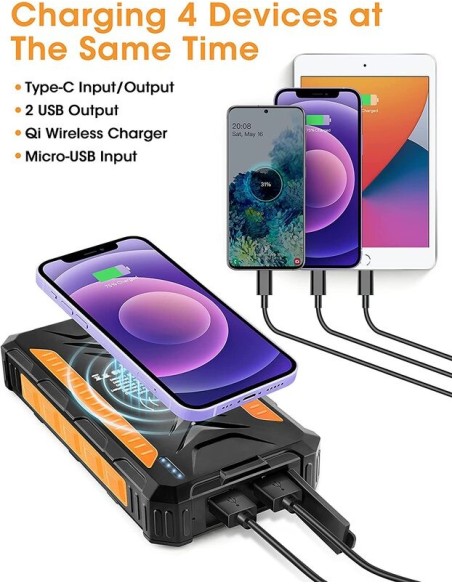 36000mAh Qi Solar Powerbank ORANGE