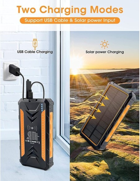 36000mAh Qi Solar Powerbank ORANGE