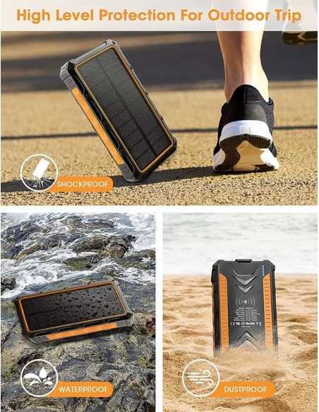 36000mAh Qi Solar Powerbank ORANGE