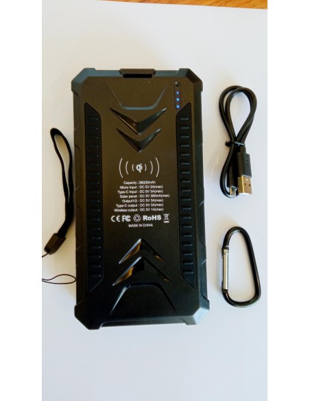 36000mAh Qi Solar Powerbank BLACK