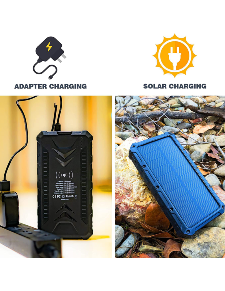 36000mAh Qi Solar Powerbank BLACK