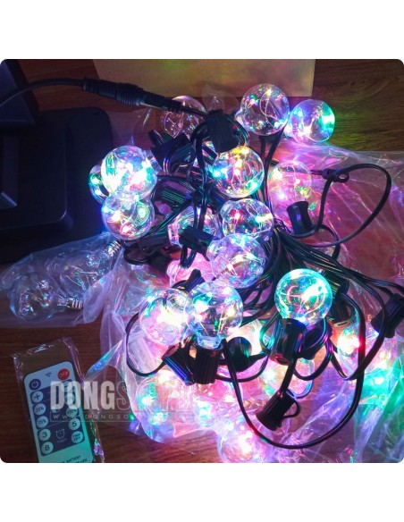 Solar String Copper Lights 7.62m, 25 G40 Bulbs│RGB