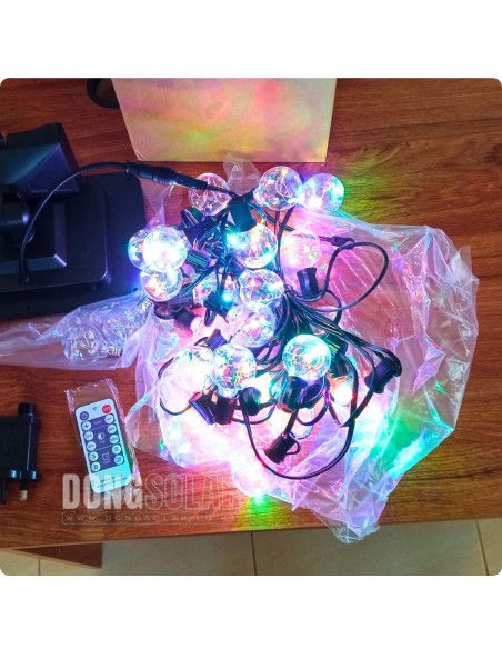 Solar String Copper Lights 7.62m, 25 G40 Bulbs│RGB