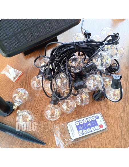 Solar String Copper Lights 7.62m, 25 G40 Bulbs│RGB