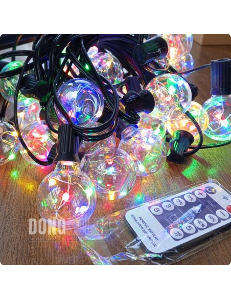 Solar String Copper Lights 7.62m, 25 G40 Bulbs│RGB
