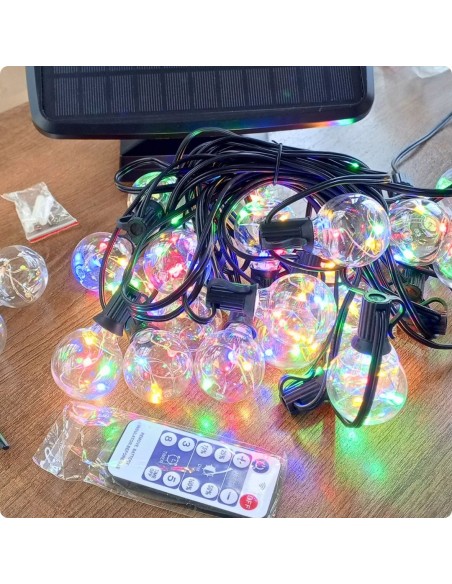 Solar String Copper Lights 7.62m, 25 G40 Bulbs│RGB