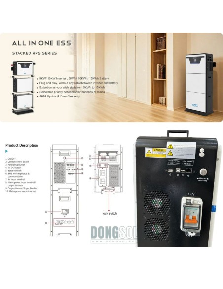 SVC Stacked All-in-One ESS RPS 5+10 | 5kW Inverter + 10.24kWh Lithium Battery