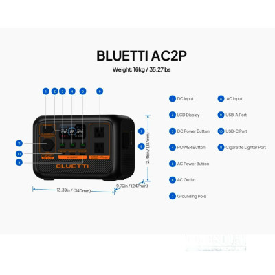 Bluetti 300W Powerstation AC2P 230.4Wh (Surge 600W)