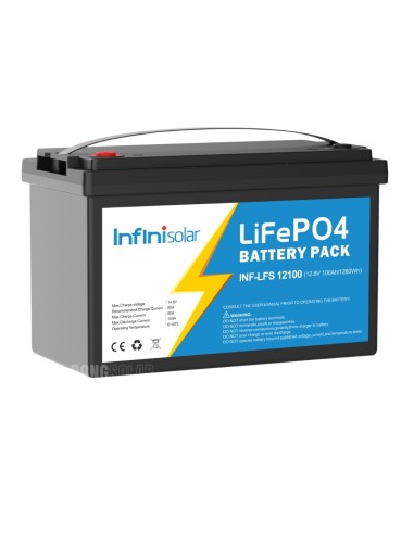12V InfiniSolar  LiFePO4 Battery 12.8V 100Ah 1280wH INF-LFS-12100