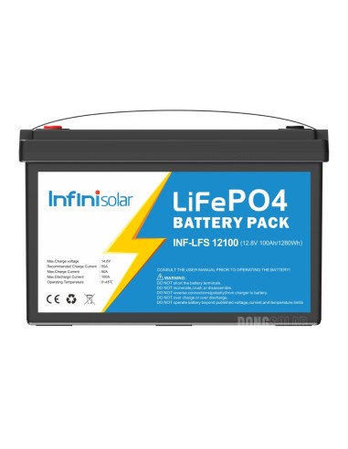 12V InfiniSolar  LiFePO4 Battery 12.8V 100Ah 1280wH INF-LFS-12100