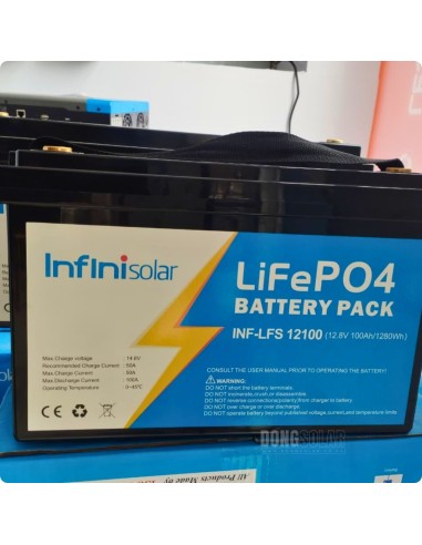 12V InfiniSolar  LiFePO4 Battery 12.8V 100Ah 1280wH INF-LFS-12100