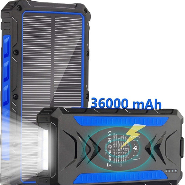 36000mAh Qi Solar Powerbank 18w BLUE