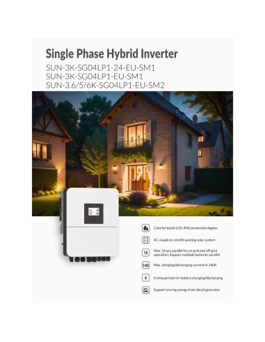 DEYE 5kW Hybrid Inverter SUN-5KSG04LP1-EU-SM2 | Single Phase