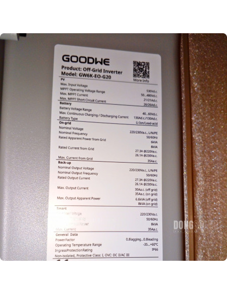 GoodWe 6kW Solar Inverter (GW6k-EO-G20) | Single Phase, 48V, Dual MPPT & IP66