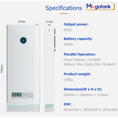 6KW 10KWH ALL IN ONE Megatank POWERSTATION GE0610H