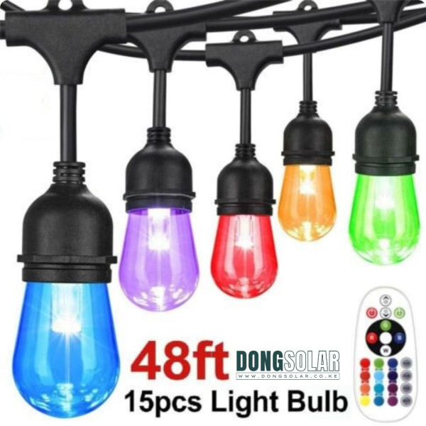 Solar RGBW S14 15m String Lights 15Bulb 15meters