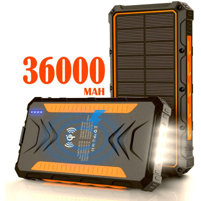 36000mAh Qi Solar Powerbank 18w ORANGE