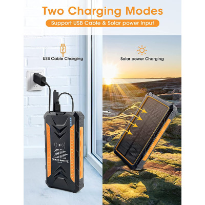 36000mAh Qi Solar Powerbank 18w ORANGE