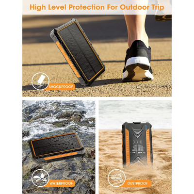 36000mAh Qi Solar Powerbank 18w ORANGE