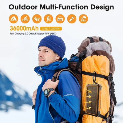 36000mAh Qi Solar Powerbank 18w ORANGE