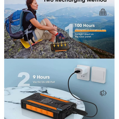 36000mAh Qi Solar Powerbank 18w ORANGE