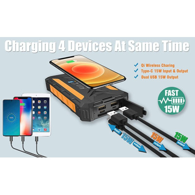 36000mAh Qi Solar Powerbank 18w ORANGE
