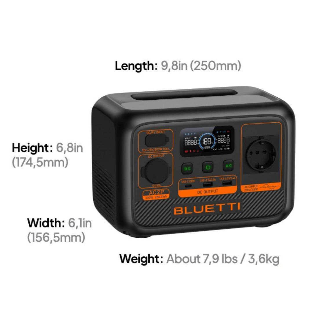 Bluetti 300W Powerstation AC2P 230.4Wh (Surge 600W)