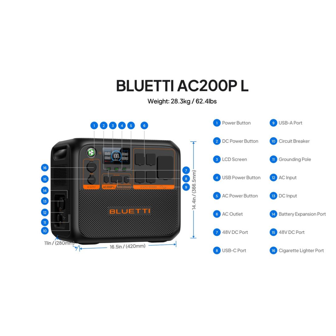 BLUETTI AC200P L Portable Power Station | 2400W 2304Wh