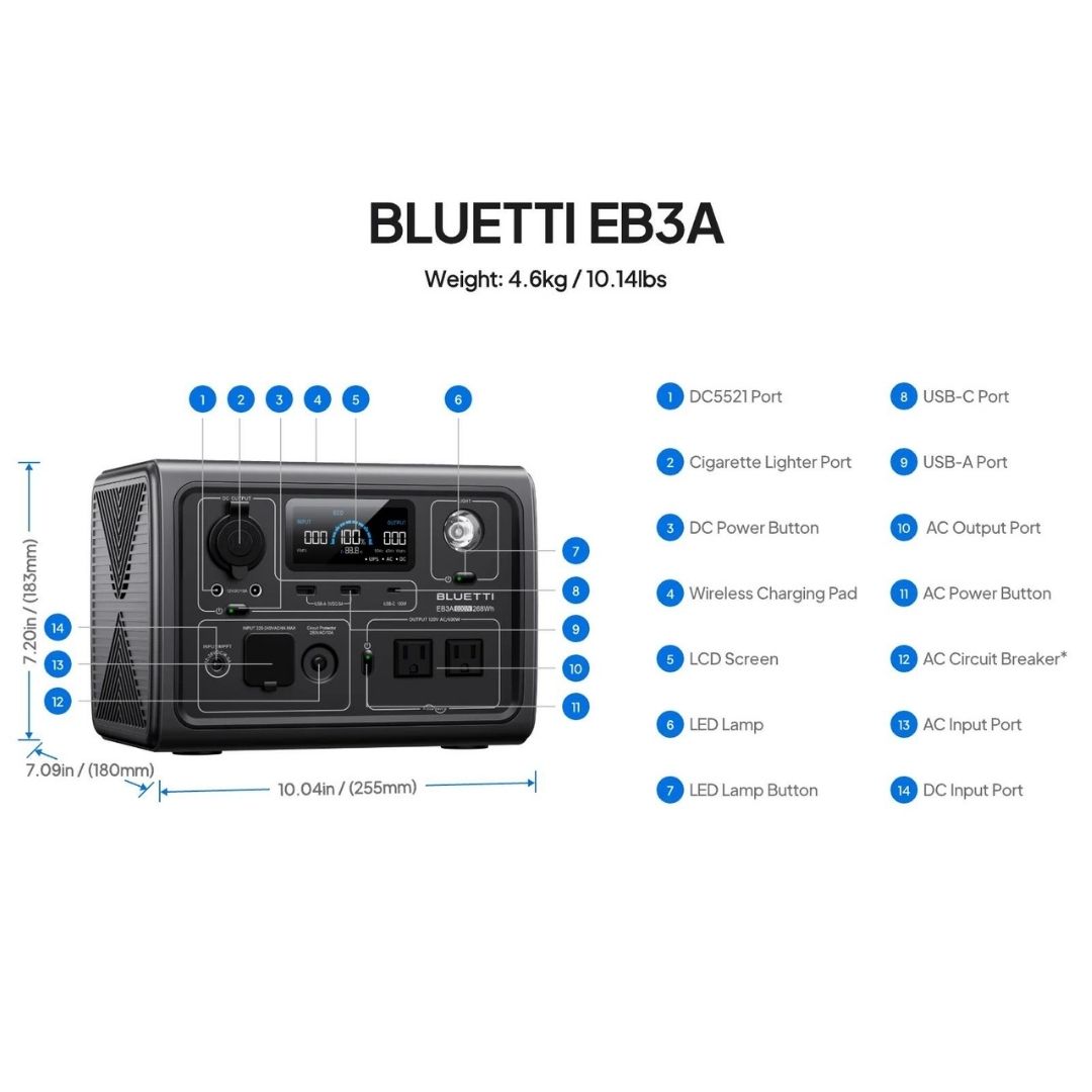 BLUETTI EB3A Portable Power Station | 600W 268Wh