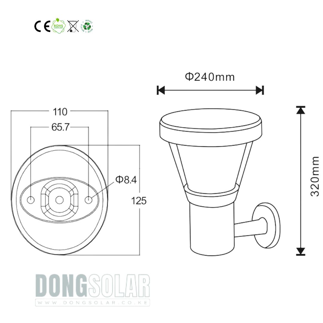15W Solar Wall Light Warm White DS2106