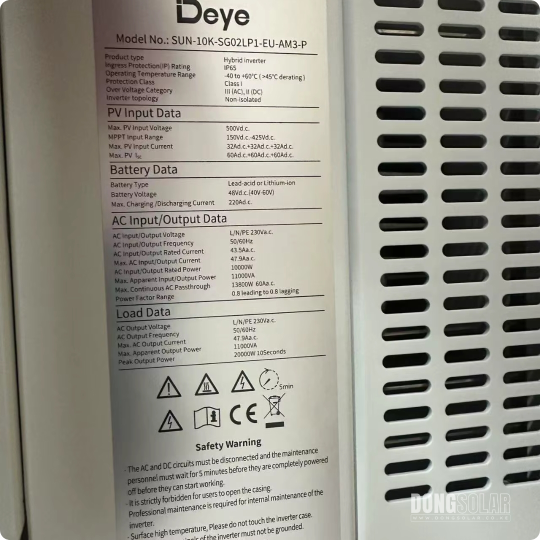 DEYE 10kW Hybrid Inverter SUN-10K-SG02 LP1-EU-AM3 | Single Phase