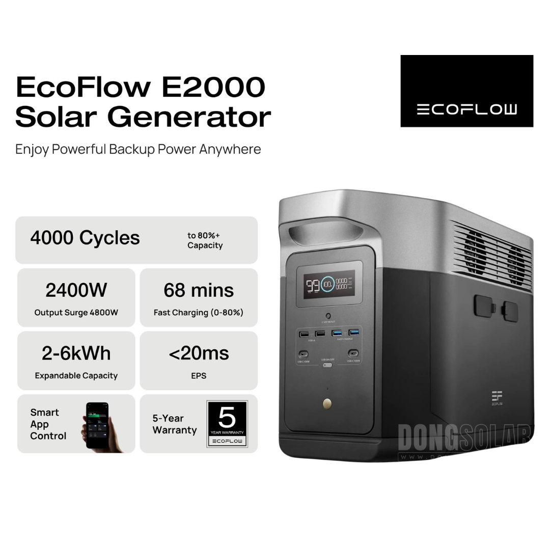 EcoFlow E2000 Portable Power Station (2048Wh, 2400W) – EFE2000-UK | LFP Battery