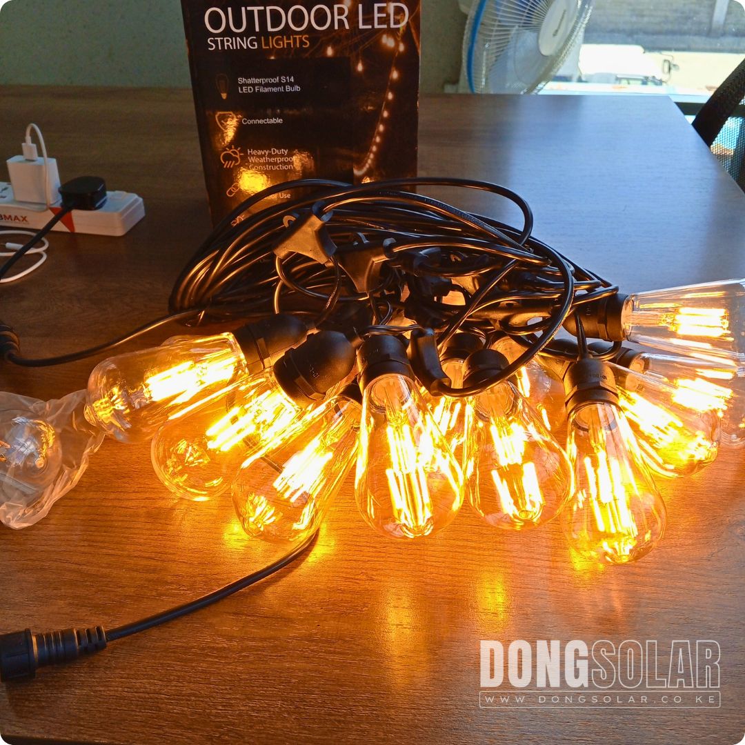 Electric String Lights 15m, 15 ST64 4W Bulbs Warm White